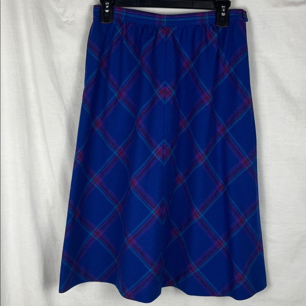 Vintage Pendleton 100% Virgin Wool Blue Plaid Skirt - Picture 3 of 6